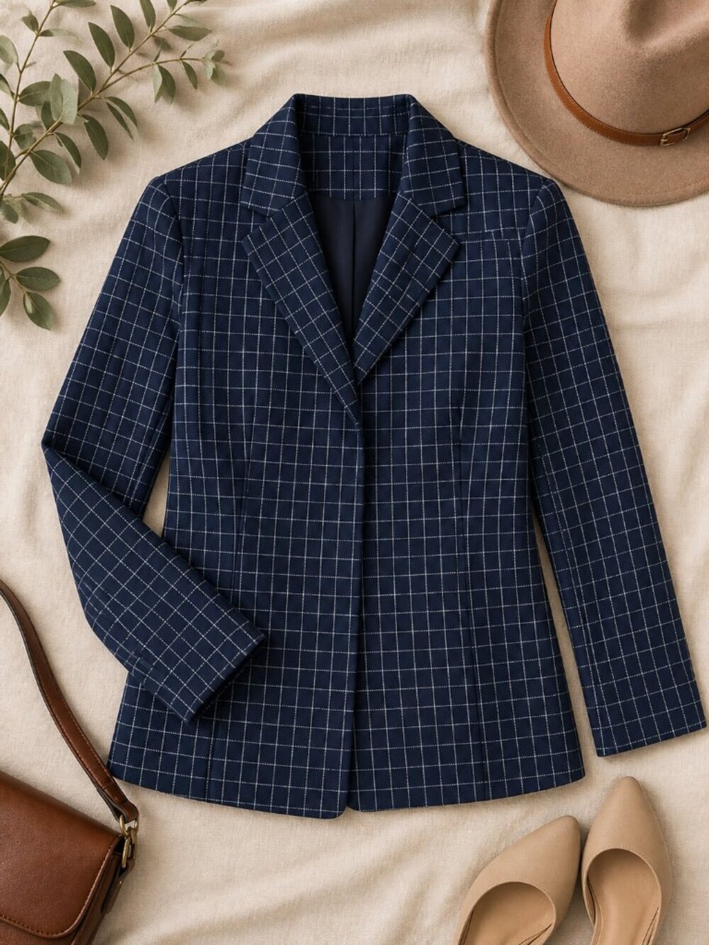Pendleton Classic Blazer Jacket Blue Windowpane Plaid Size 6 Made in USA